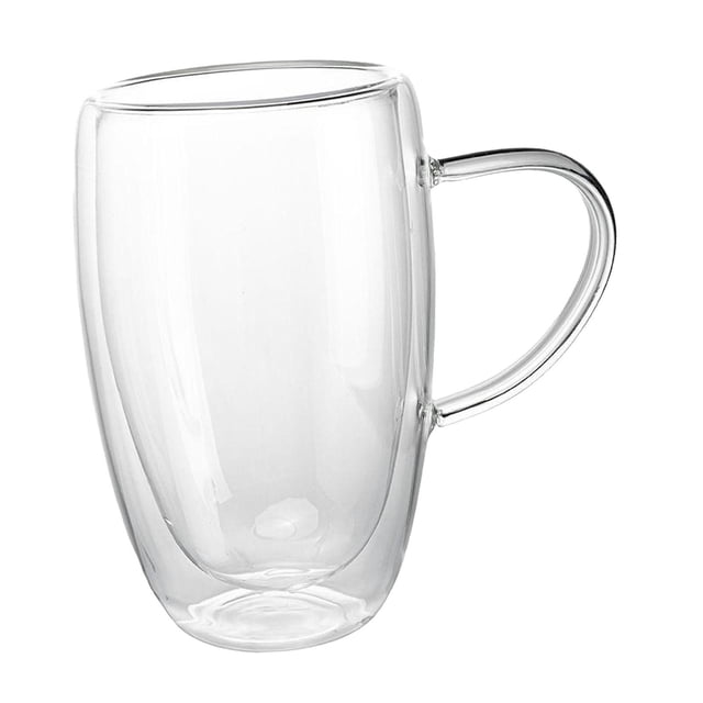 Taza de café de cristal de doble pared, taza de café expreso, taza para leche con asa para jugo de 450ml