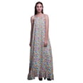 thumbnail image 1 of Bimba Nuisette Colorée à Plumes Menthe Pastel pour Femmes, Imprimée, Bretelles Spaghetti, Robe Maxi, Vêtement de Nuit, Moyen, 1 of 5