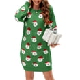 thumbnail image 1 of xiaxaixu Robe Chandail de Noël pour Femmes Imprimé Père Noël Col Rond Manches Longues Robe Tunique Décontractée Automne Hiver, 1 of 7
