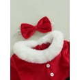 thumbnail image 4 of ZINTAOZT Toddler Baby Girls Christmas Outfit Plush Trim Velvet Long Sleeve A-line Princess Dress + Belt + Headband Set, 4 of 8