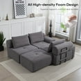thumbnail image 4 of L-Shaped Sectional Couches with Memory Foam & Steel Frame, No Assembly Convertible Sofa Bed, Corduroy Fabric Compression Sofa, Modular Couch for Living Room, Apartments, Home Theate, Office, Grey, 4 of 9