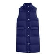 thumbnail image 6 of ZHYou Long Puffer Vest for Women Quilted Hooded Vest Padded Sleeveless Coat Jackets with Pockets,Blue,Size:3XL, 6 of 7