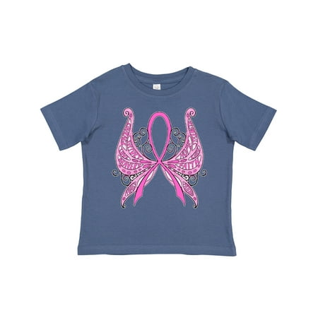 

Inktastic Breast Cancer Awareness with Butterfly Ribbon Words Gift Toddler Boy or Toddler Girl T-Shirt