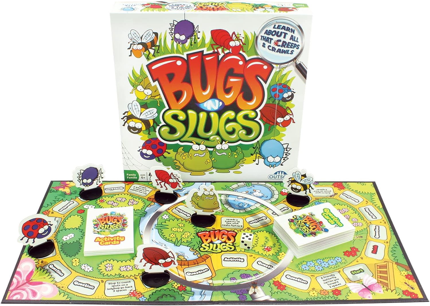 Bugs 'N' Slugs Board Game - Easy to Play Game All About Insects! - for 2 to 6 Players Ages 6 and up