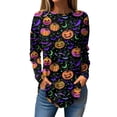thumbnail image 2 of YVNAURA Oversized Halloween Sweatshirts for Women Crewneck Long Sleeve Pullover Cute Pumpkin Bat Graphic Tops Fall Loose Fit Vintage Spooky Season Shirts Holiday Party OutfitsHot Pink, 2 of 5