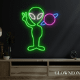 thumbnail image 3 of Glowneon Alien With Planet Neon Sign, Cute Alien Led Sign, Kid Gifts, 3 of 5