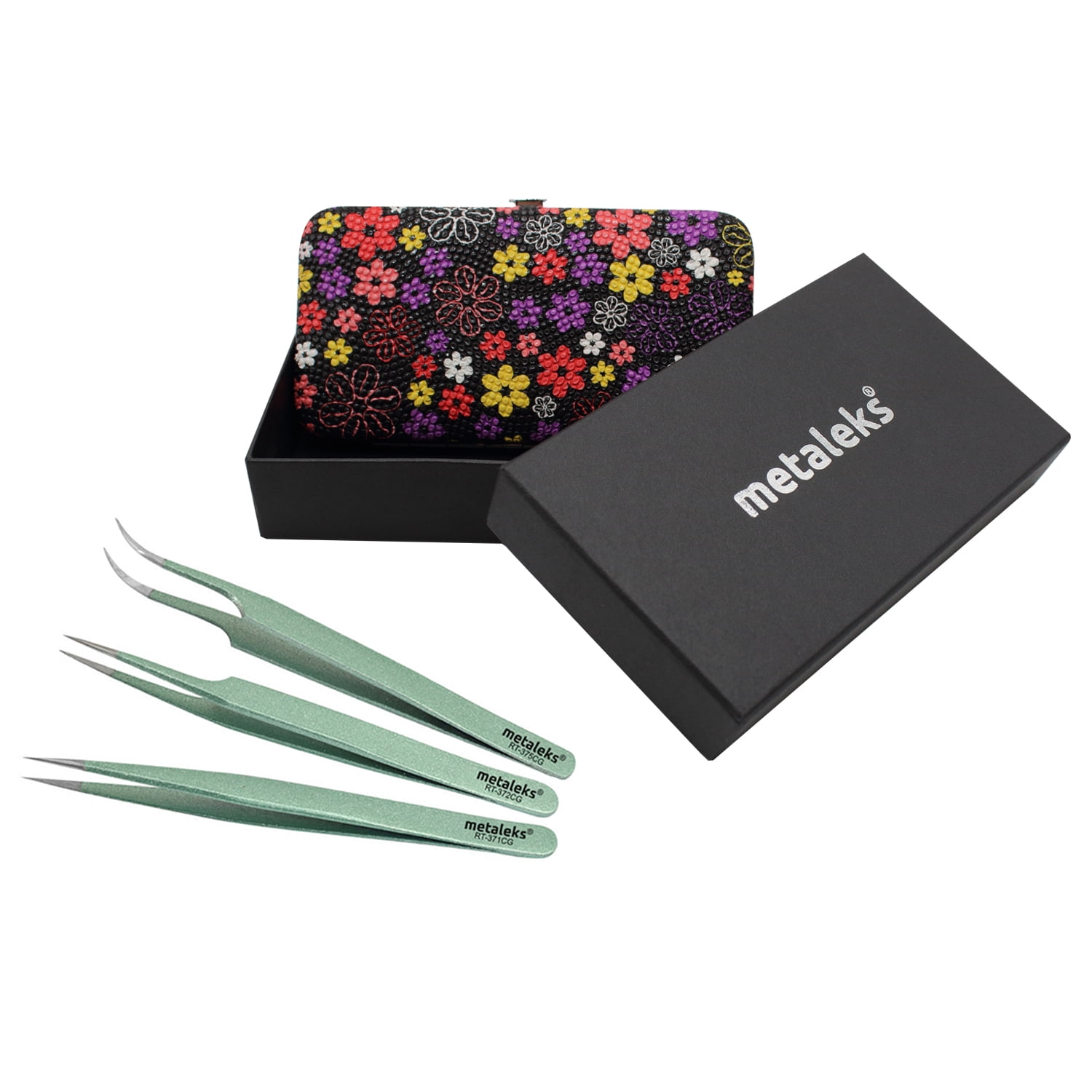 3Pcs Kit of Eyelash Extension Tweezers In Multi Color Magnetic Kit - Made In Surgical Stainless Steel