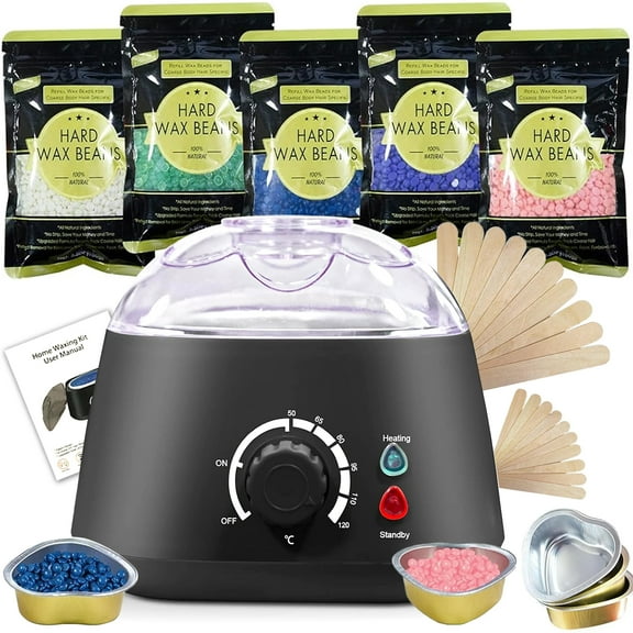 stusgo Black Wax Melt Warmer Kit for Women Men Hair Removal,Waxing Kit with Wax Beans
