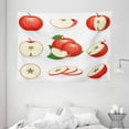 thumbnail image 1 of Sweet Decor Tapestry, Yummy Chopped Apple Slices Juicy Fresh Fruits Delicious Nature Illustration, Wall Hanging for Bedroom Living Room Dorm Decor, 80W X 60L Inches, Cream Scarlet, by Ambesonne, 1 of 2