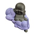 thumbnail image 4 of EeaseMX Estatua de Buda Maitreya de cerámica, escultura de té tallada a mano, adorno artesanal para la ceremonia del té en el hogar (estilo relajado y cómodo, morado), 4 of 7