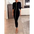 thumbnail image 3 of Womens Black Mid-Length Bodycon Knit Dress With Gold Front Zipper, 3 of 5