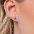 thumbnail image 3 of Gem Stone King 18K Yellow Gold Plated Silver Blue Tanzanite Stud Earrings for Women Men (1.80 Cttw, Gemstone December Birthstone, Round 6MM), 3 of 6