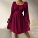 thumbnail image 4 of Vestido de encaje de manga larga con cuello cuadrado de cintura alta de moda de verano para mujer Fridja  yut667, 4 of 9