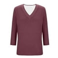 thumbnail image 4 of Women's 3/4 Sleeve Shirts V Neck Summer Tops Casual Tunics Tops Basic Tees Blouse Loose Fit, 4 of 9