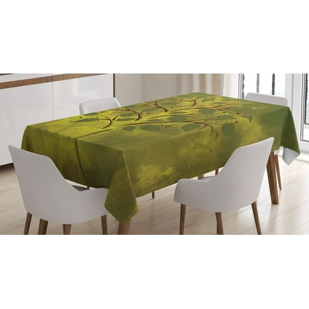 

Tree Tablecloth Abstract Illustration of a Tiny Tree with Lobed Leaves Rectangular Table Cover for Dining Room Kitchen 60 X 84 Inches Chesnut Brown Pale Green and Olive Green by Ambesonne