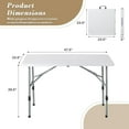 thumbnail image 2 of ZYPPP 4ft Square Folding Table, Indoor Outdoor Foldable Card Table Portable Plastic Table with Handle, Collapsible Utility Dining Table for Party Camping Picnic, White, 2 of 12