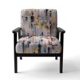 thumbnail image 4 of Designart "Perspectives Emboîtables Composition Rose Gris" Chaise d'Appoint Rembourrée Cubisme Rose - Fauteuil Moderne pour Chambre, 4 of 7