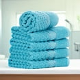 thumbnail image 2 of Ample Decor Sky Blue Wash Cloth Set of 5 100% Cotton - Quick Dry, Highly Absorbent, Popcorn Textured - Mulaayam Collection - 12 X 12 Inch, 2 of 5