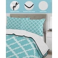 thumbnail image 4 of Quilts King Size, Quatrefoil Moroccan Pattern Soft Comforter Bedding Set for Bed, Geometric Aqua Morocco Lightweight Quilted Bedspread with Pillow Cover(2 Pieces) for All Season, 96x106 Inch, 4 of 6
