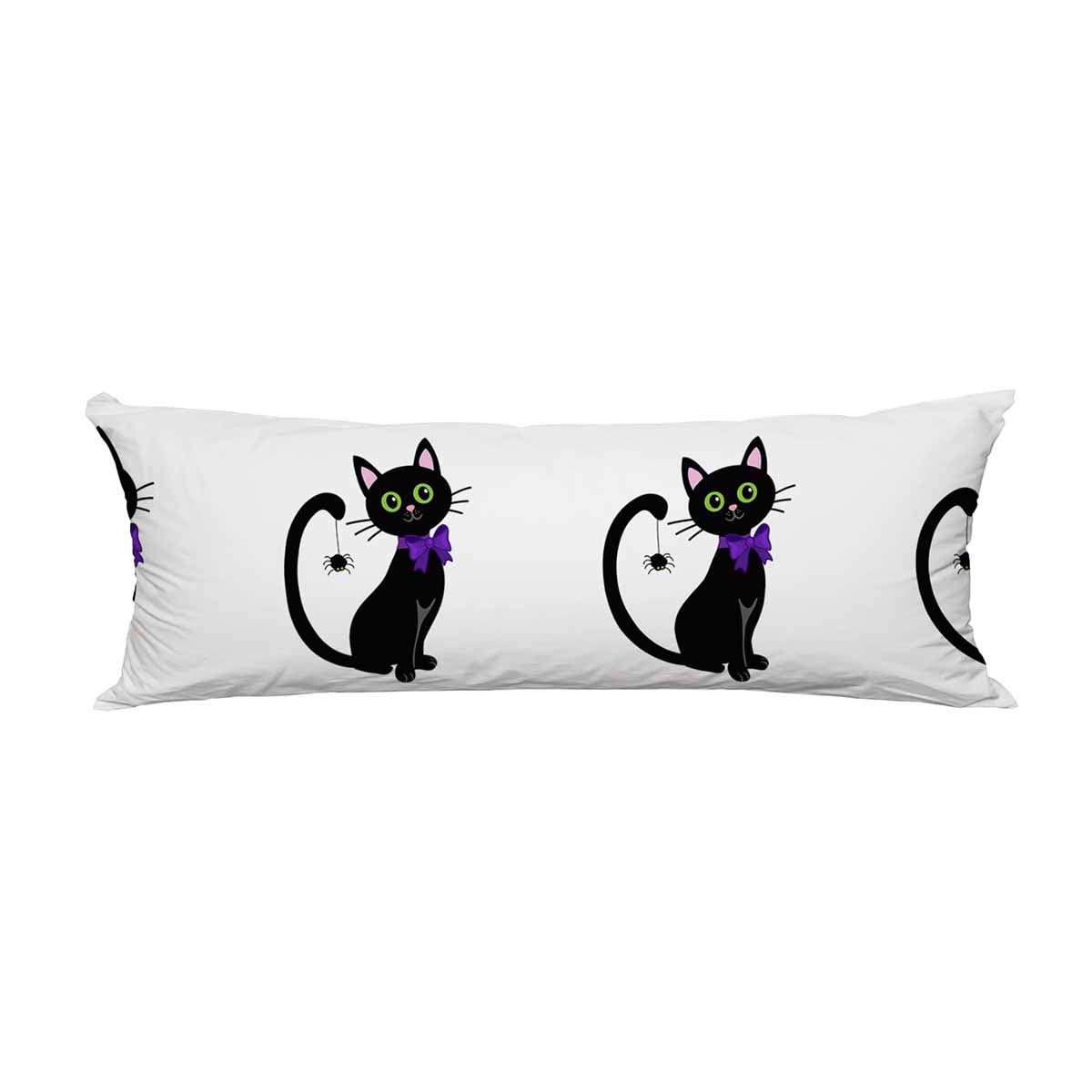 PKQWTM Cute Black Cat White Halloween Long Body Pillow Case Cover