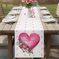 thumbnail image 5 of Valentines Day Cotton Linen Table Runner for Dining Kitchen, Pink Love Hearts Roses Floral Farmhouse Wedding Outdoor Party Tablerunners, Dresser Scarf Coffee Tablecloth Runners 13x108 Inches, 5 of 8