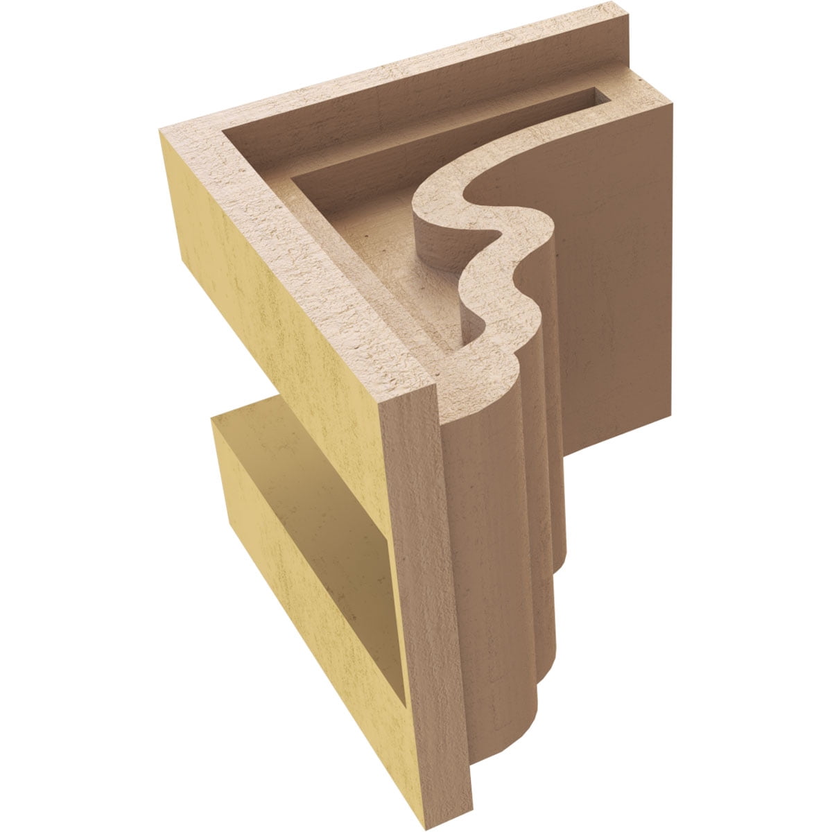 5"W x 5"D x 5"H Wide Highland Rough Cedar Woodgrain TimberThane Corbel, Primed Tan