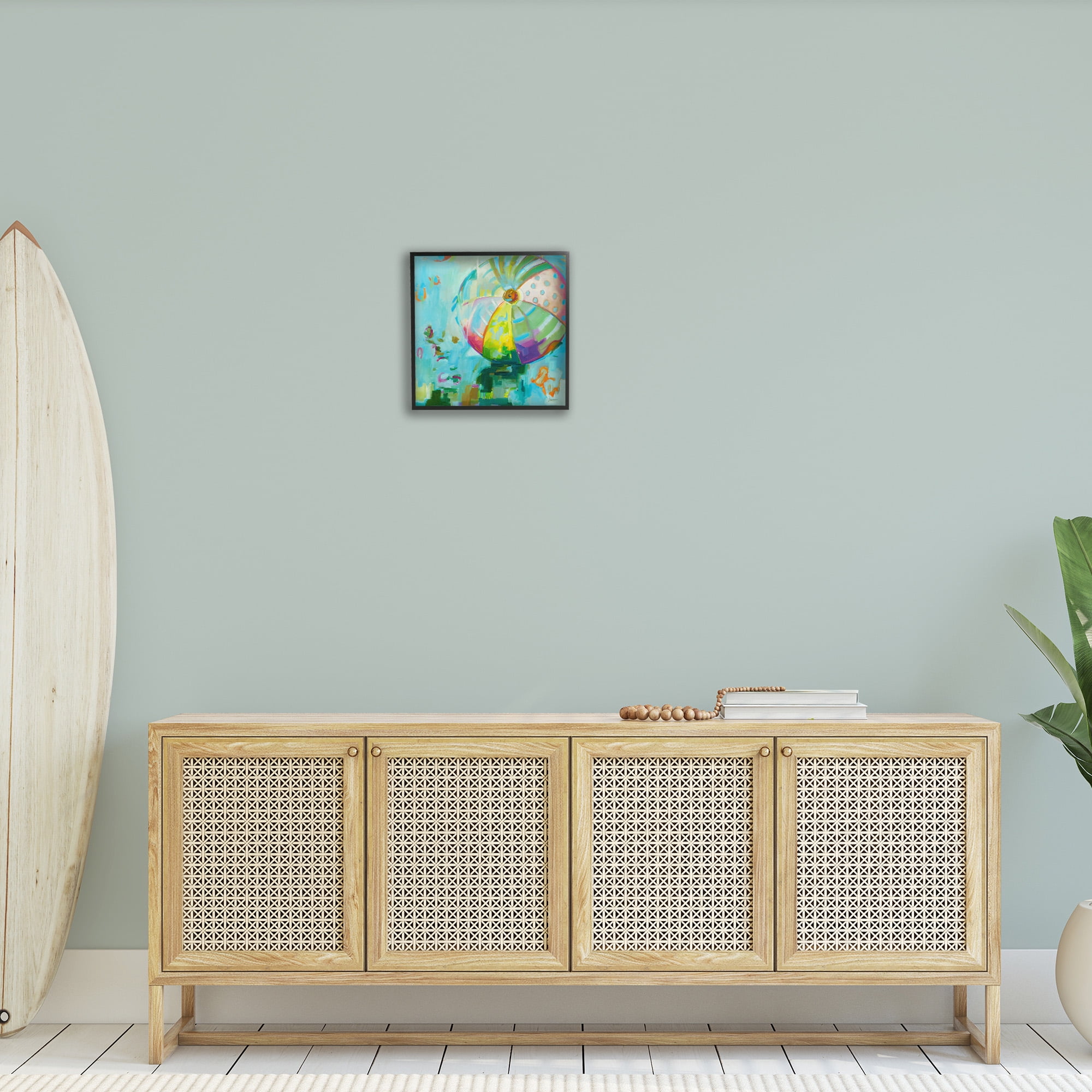 Stupell Industries Modern Beach Ball Pattern Abstract Painting Black Framed Art Print Wall Art, 17 x 17