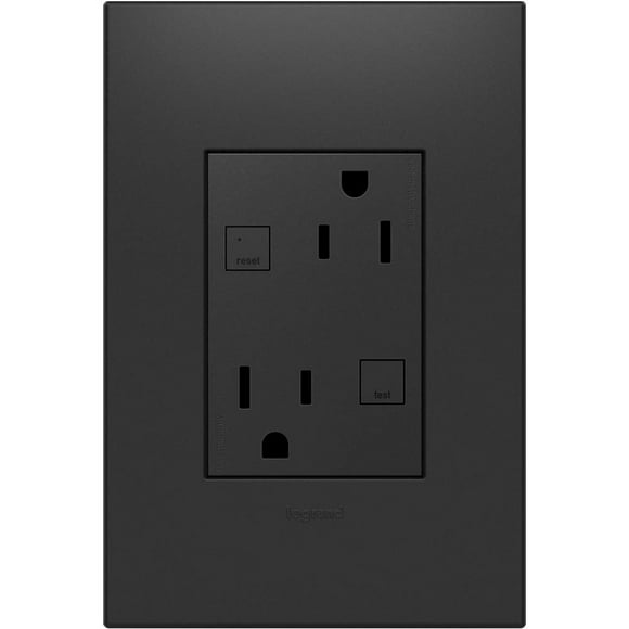 Legrand adorne 15A GFCI Tamper-Resistant Outlet, Plus-Size with Matching Wall Plate (Graphite Finish), AGFTR2153G4WP