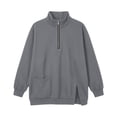 thumbnail image 3 of cocolona Womens Half Zip Pullover Sweatshirts Casual Long Sleeve Stand Collar Shirts Workout Loose Solid Color Tops, 3 of 8