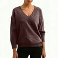 thumbnail image 7 of Women's Fashion Casual Solid Color Sweater Set Head V Neck Warm Long-sleeved Sweater for Fall Winter Layering and Comfort,Coffee,5XL, 7 of 7