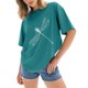 thumbnail image 2 of Gibobby Blusas Holgada Camisetas de tamaño para mujer, camisetas holgadas de manga corta con cuello redondo, blusa informal de verano, camiseta básica 2023（Aqua， S), 2 of 4