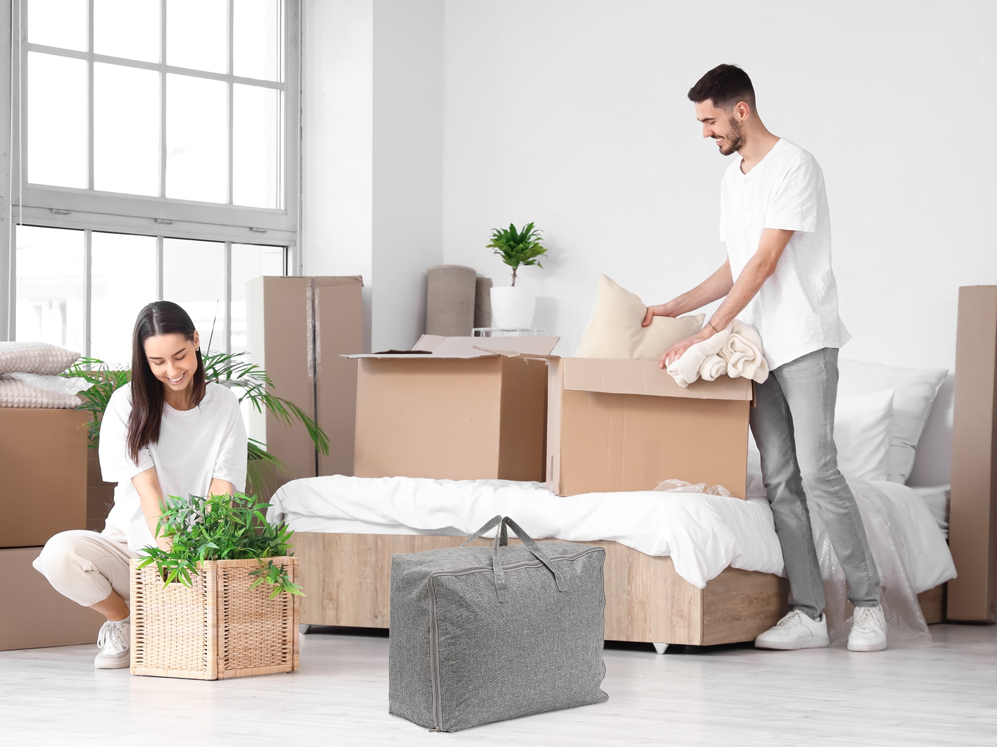 Unique Bargains 1 Pack Clothes Storage Bags Moving Bags Grey 23*11*18in
