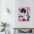thumbnail image 4 of PRATYUS  Framed African American Black Girl Canvas Wall Art Decor Women Pictures Prints Painting Pink and Black Beach Paris Eiffel Tower Abstract Living Room Bedroom Bathroom Room, 4 of 5