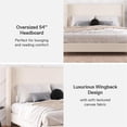 thumbnail image 5 of Pemberly Row Upholstered Platform Bed Frame - King in Textured Ivory Canvas, 5 of 14