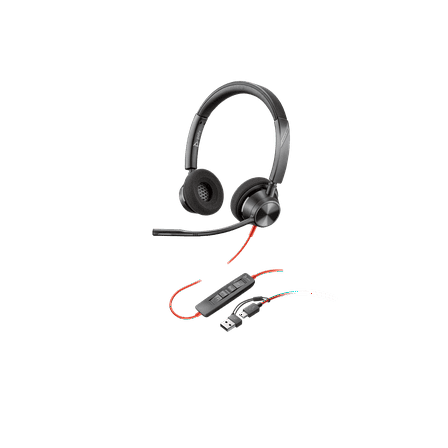 Poly Blackwire 3320 Stereo Microsoft Teams Certified USB-C Headset  USB-C/A Adapter