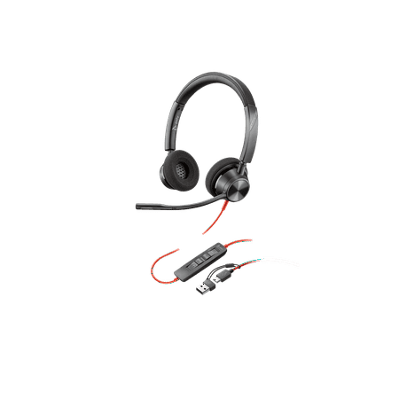Poly Blackwire 3320 Stereo Microsoft Teams Certified USB-C Headset +USB-C/A Adapter
