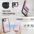thumbnail image 5 of Magnetic 2 in 1 Detachable for iPhone 16e, Compatible with Magsafe Case with Card Holder, for Women Men PU Leather RFID Blocking Flip Kickstand Credit Slots for iPhone 16e, Pink, 5 of 12