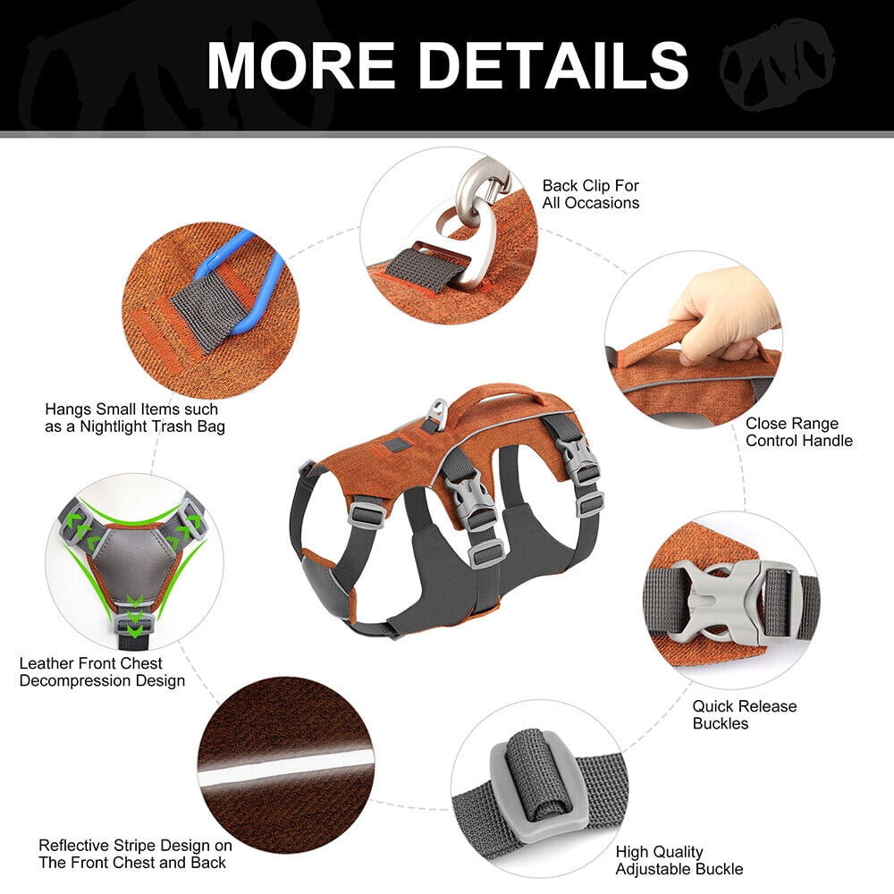 Beirui No Pull Nylon Dog Harness Reflective Adjustable Strong Training Vest with Handle