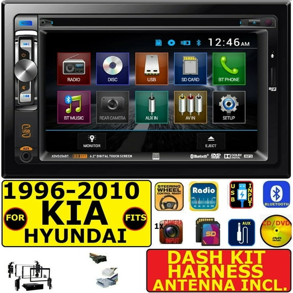 FITS 1996-2010 KIA & HYUNDAI AM/FM CD/DVD BLUETOOTH USB AUX CAR RADIO STEREO PKG