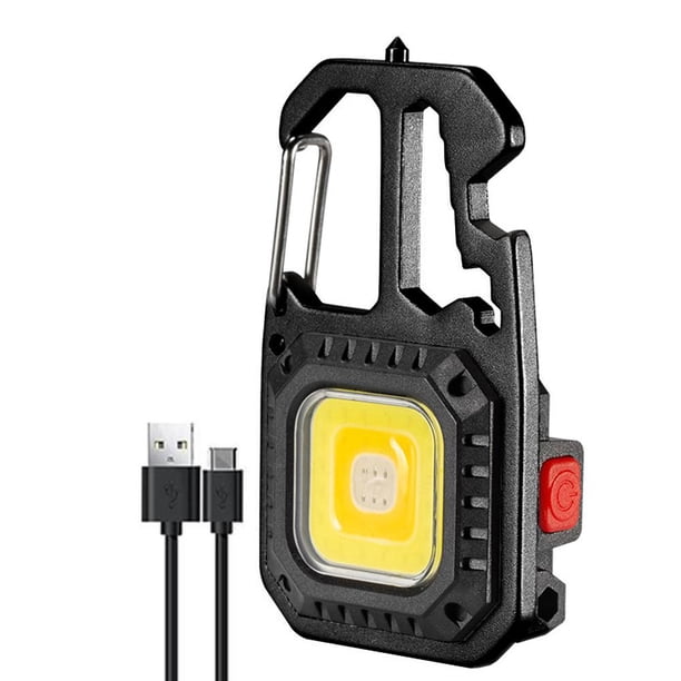 Lámpara Mini linterna LED llavero abrelatas luces de lámpara de camping al aire libre (negro)