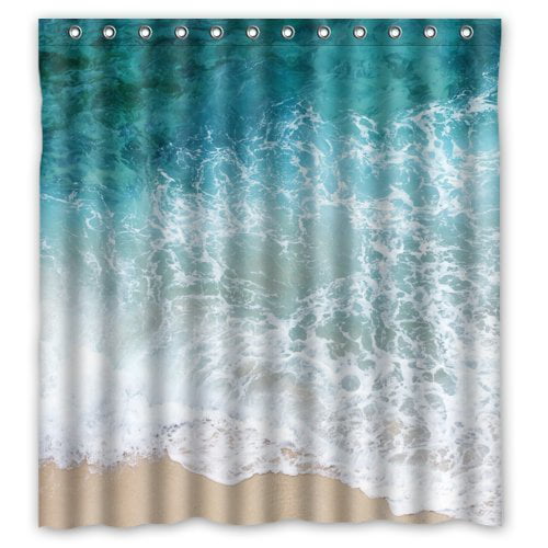 Wave Waterproof Shower Curtain Set, Are Shower Curtains All The Same Size Along Coastline