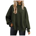 thumbnail image 1 of WEAIXIMIUNG Red Oversized Sweater Women Women's Crewneck Batwing Long Sleeve Sweaters 2024 Fall Oversized Ribbed Knit Side Slit Pullover Tops, 1 of 5