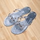 thumbnail image 5 of Zapatos de gelatina con tachuelas chanclas con sandalias de tanga con lazo diapositivas de moda para mujer, 5 of 6