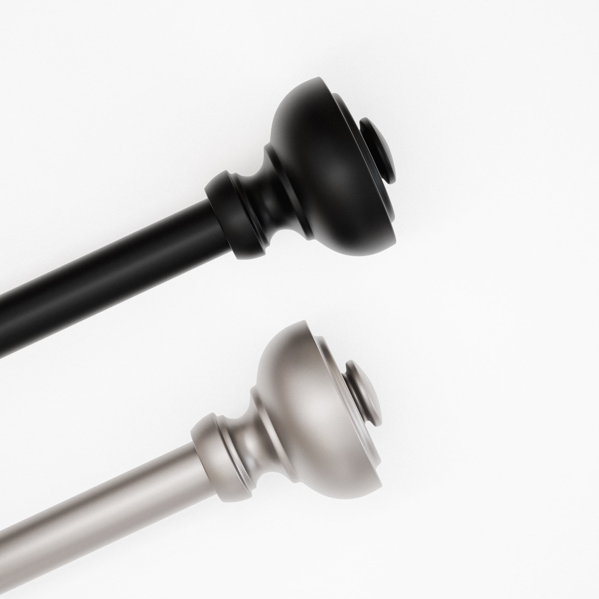 Mainstays 3/4" Black Cameron Urn Adjustable Single Curtain Rod Set, 30"-84"