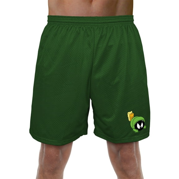 Looney Tunes Marvin The Martian Mens Lined Mesh Shorts, Hunter Green, 2X-Large
