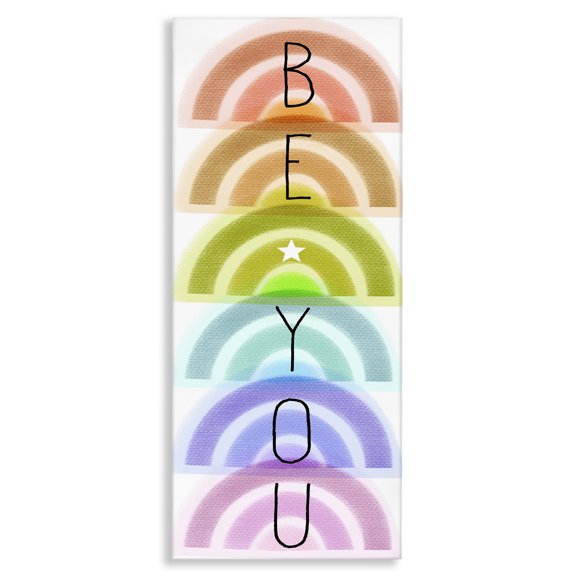 Stupell Industries Contemporary Be You Kids Motivational Typography Stacked Rainbows Canvas Art, 20 x 48, by Lil' Rue