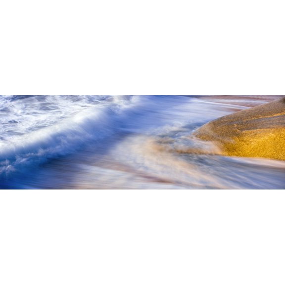 Wave approaches a granite boulder at Lands End Baja California Sur Mexico Canvas Art - Panoramic Images (36 x 12)