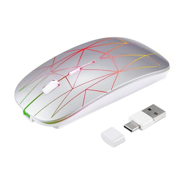 Miangastore Souris Rechargeable Souris Sans Fil Argent Éclairage RGB Gaming Usage Quotidien Lot de 1