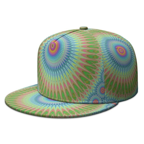 Bohemian Psychedelic Snapback Hat, Adjustable Baseball Cap with Trippy Abstract Art, Retro Vintage Aesthetic
