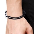 thumbnail image 2 of Arista Men's Black Leather Bracelet in Black Plated Solid Stainless Steel, 8.5", 2 of 2
